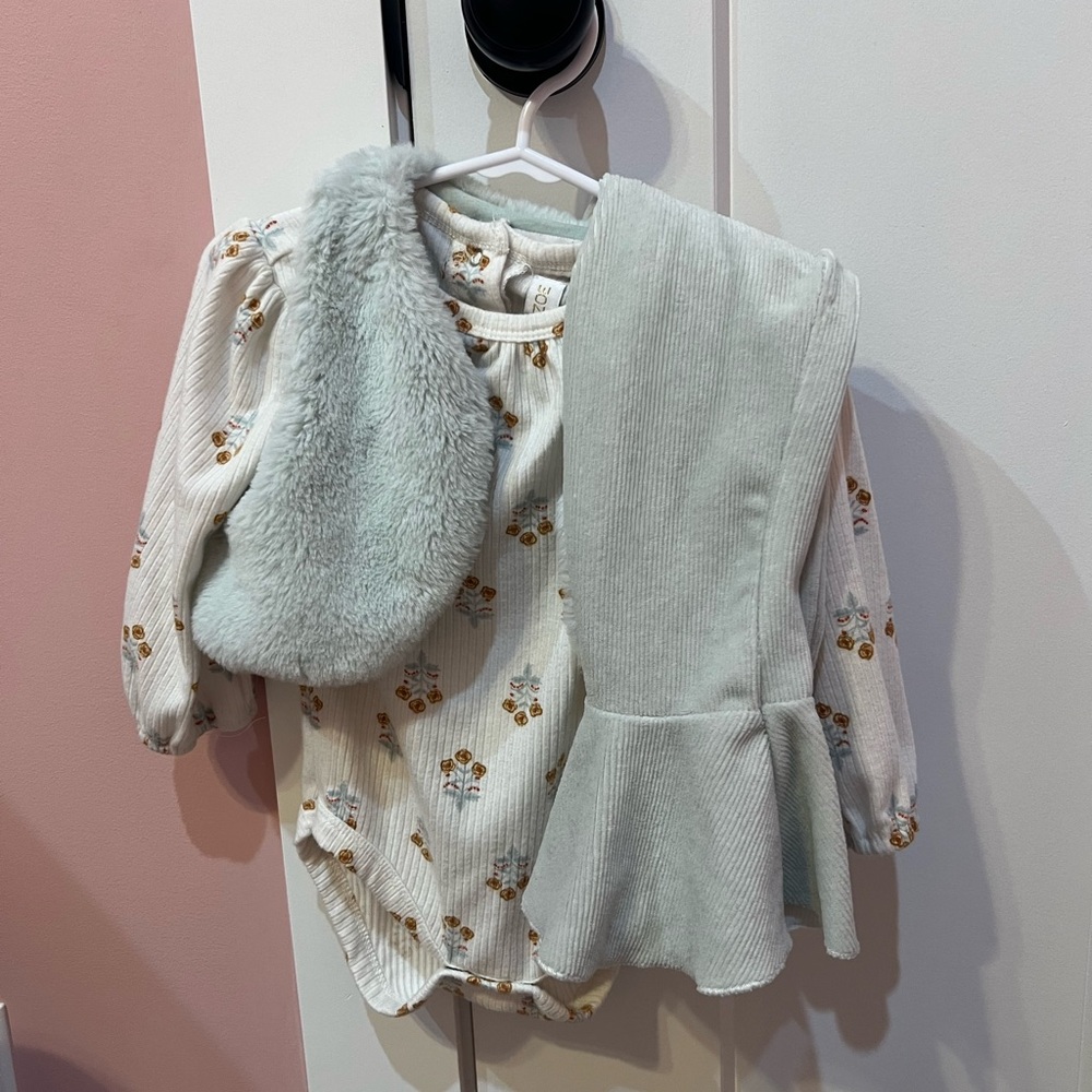 Floral Baby Outfit with Vest and pants.